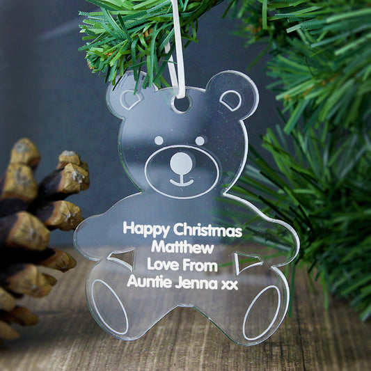 Personalised Acrylic Teddy Bear Decoration