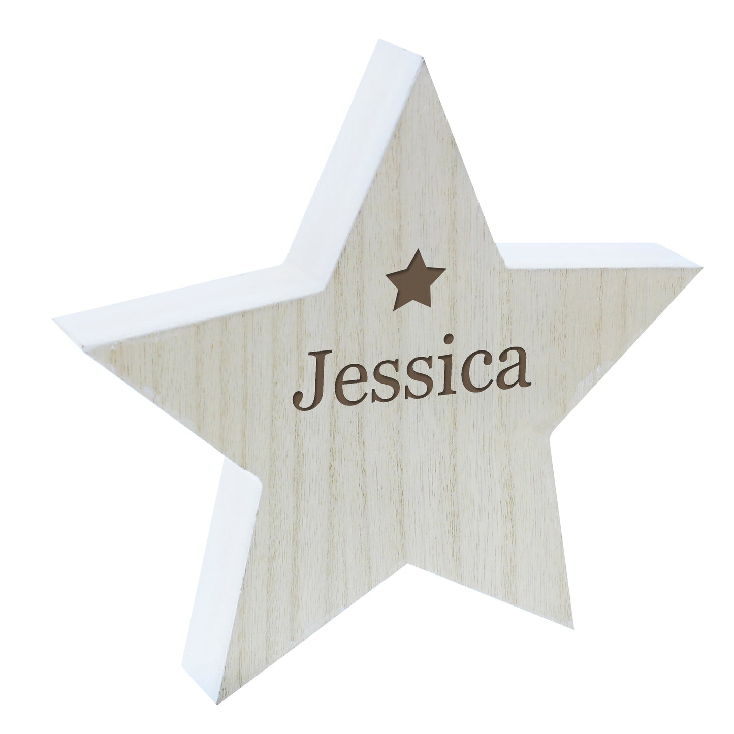 Personalised Any Name Rustic Wooden Star Decoration