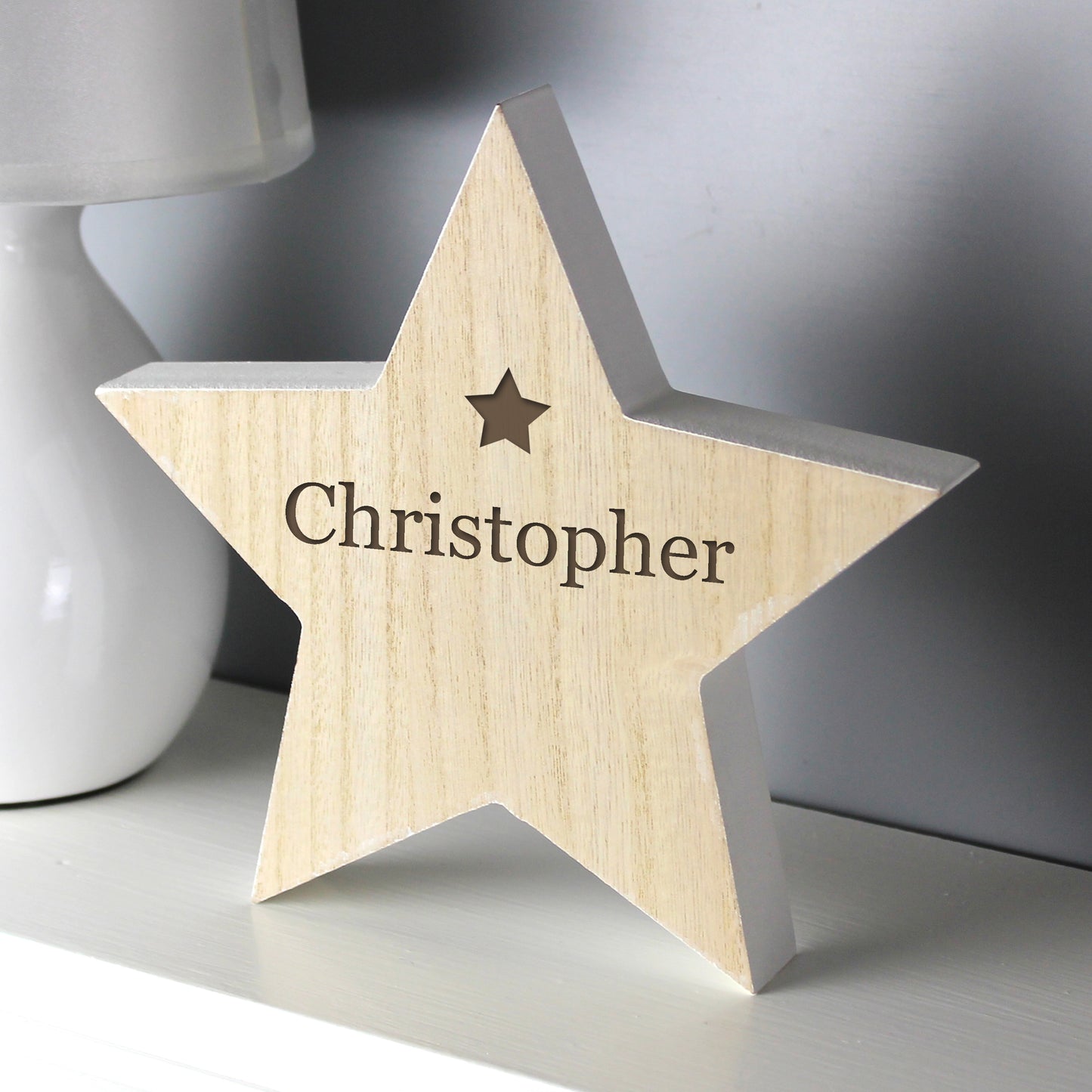 Personalised Any Name Rustic Wooden Star Decoration