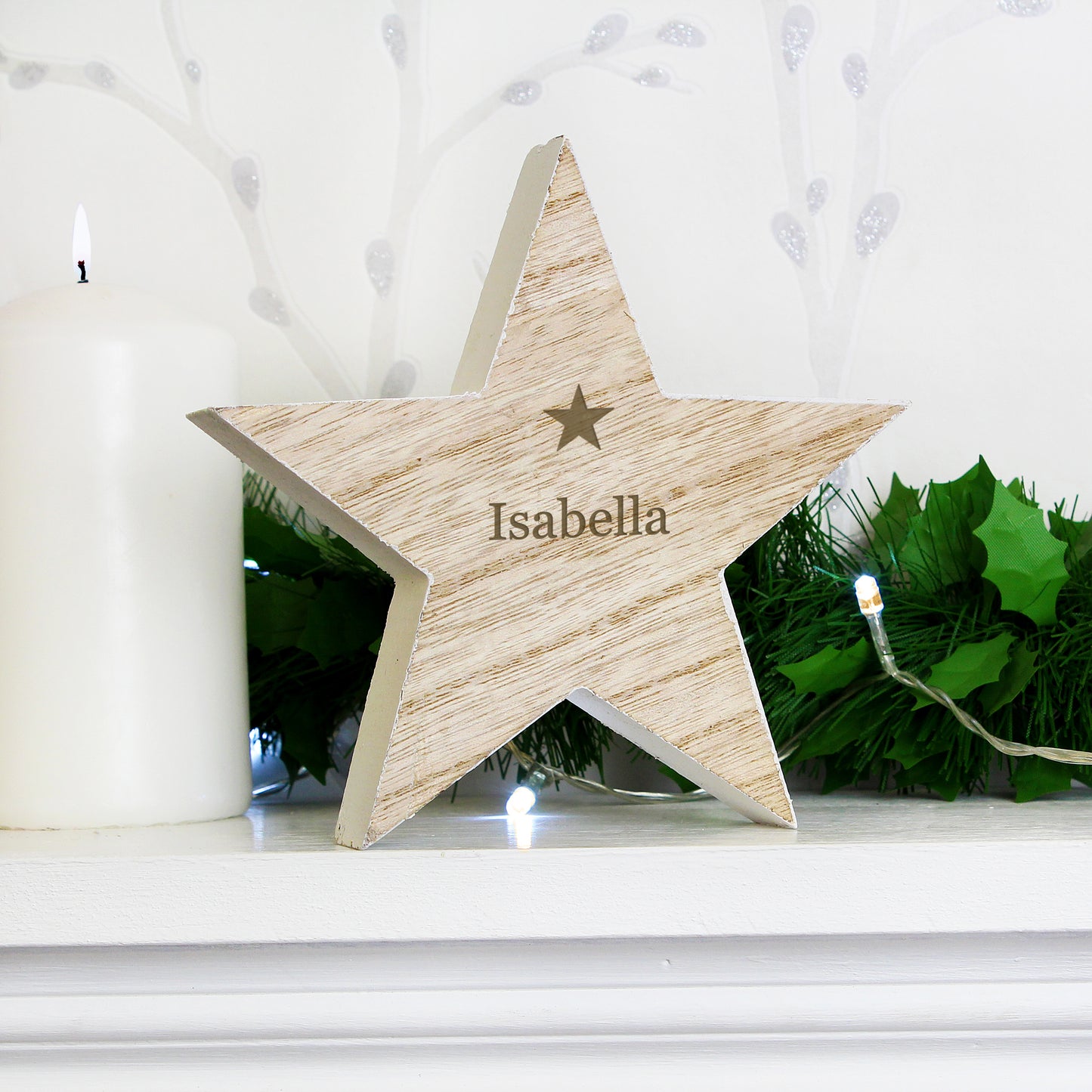 Personalised Any Name Rustic Wooden Star Decoration