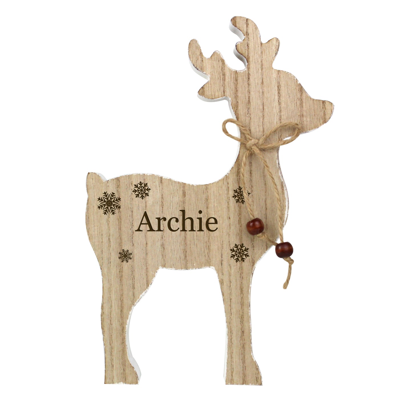 Personalised Any Name Rustic Wooden Reindeer Decoration