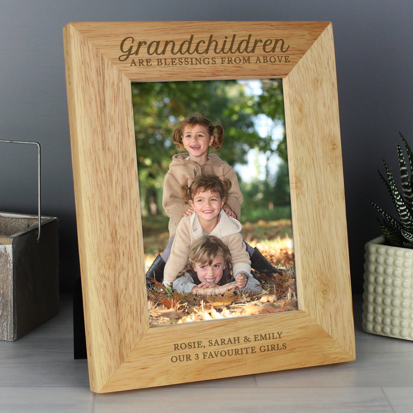 Personalised 'Grandchildren are a Blessing' 5x7 Wooden Photo Frame