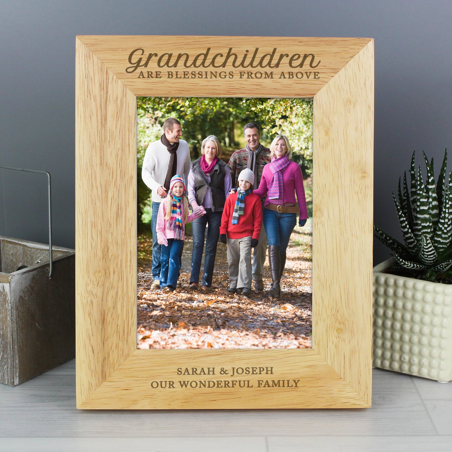 Personalised 'Grandchildren are a Blessing' 5x7 Wooden Photo Frame