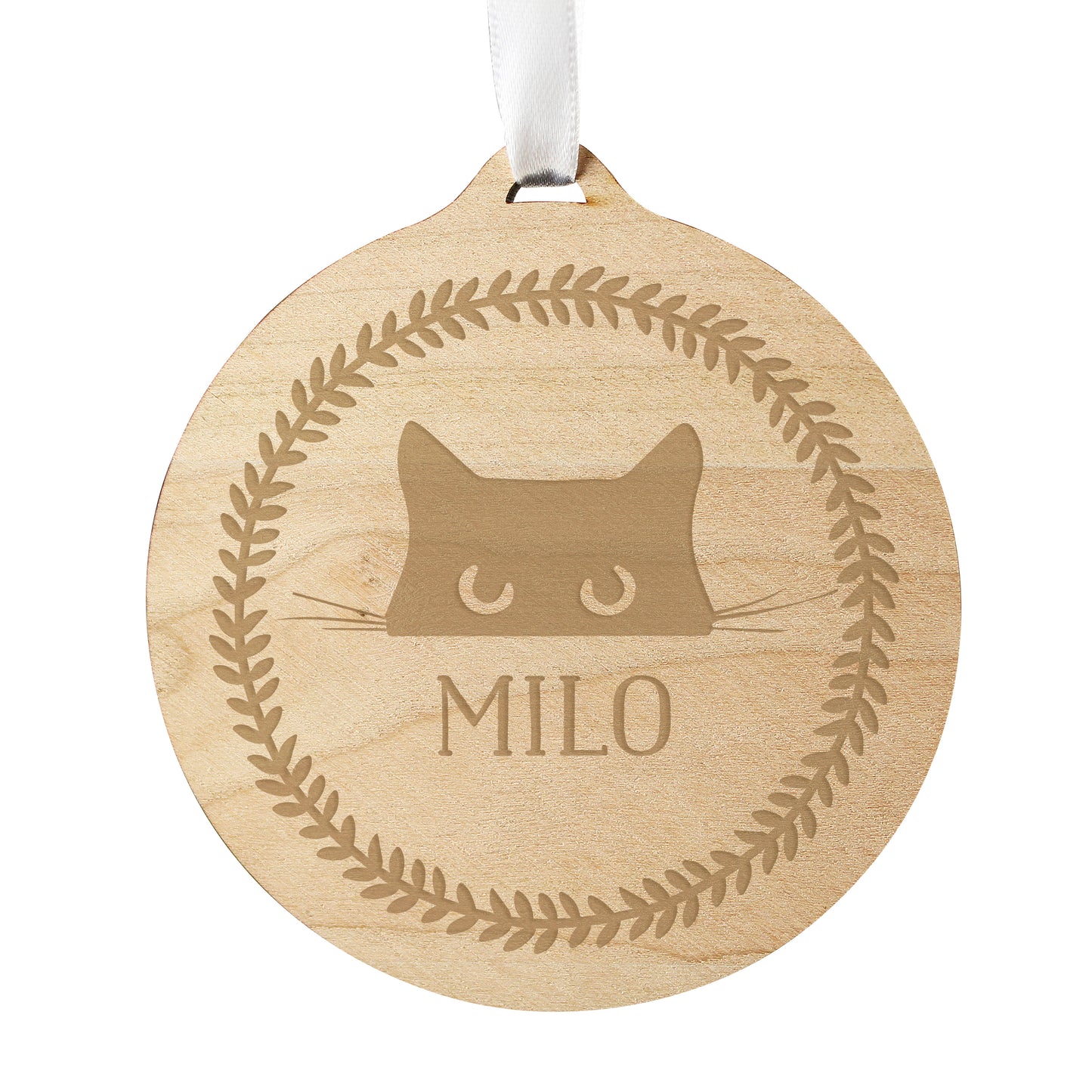 Personalised Cat Round Wooden Bauble