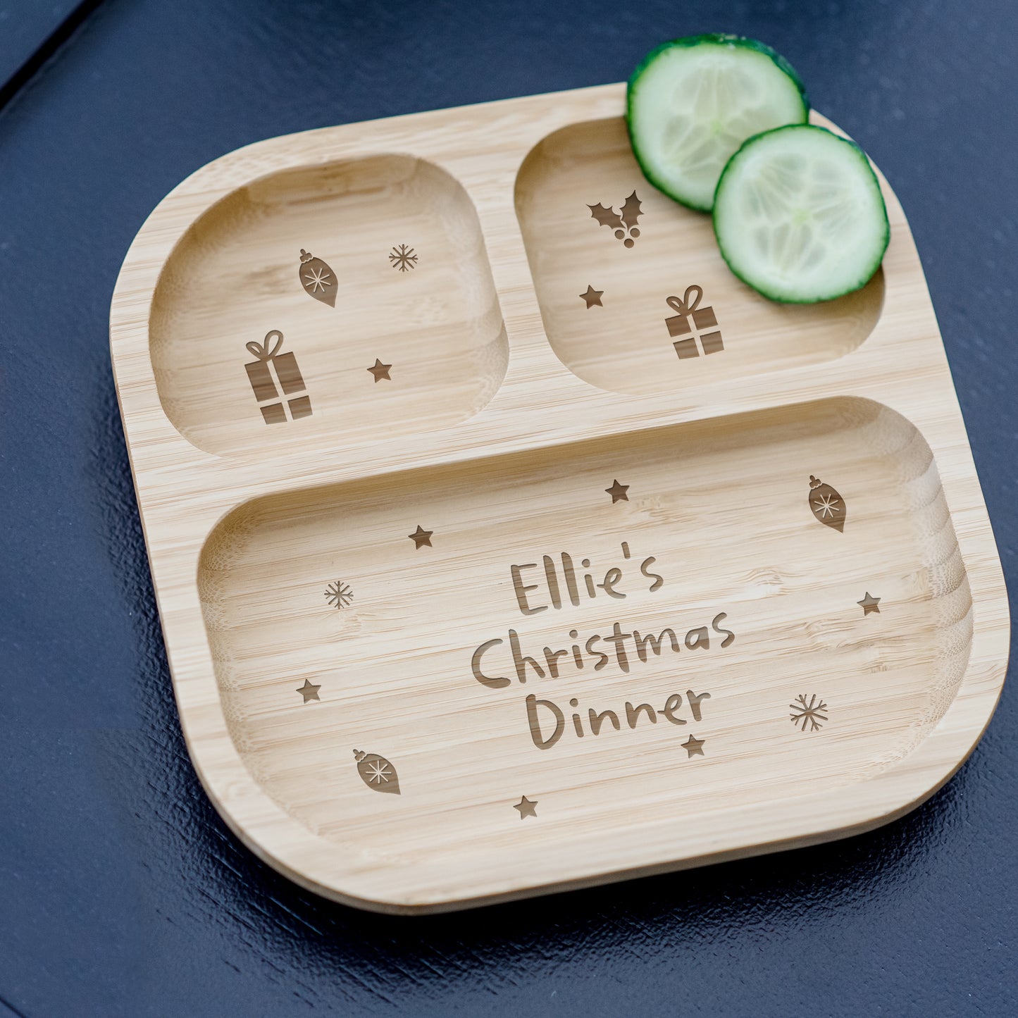 Personalised Christmas Dinner Bamboo Suction Plate & Spoon