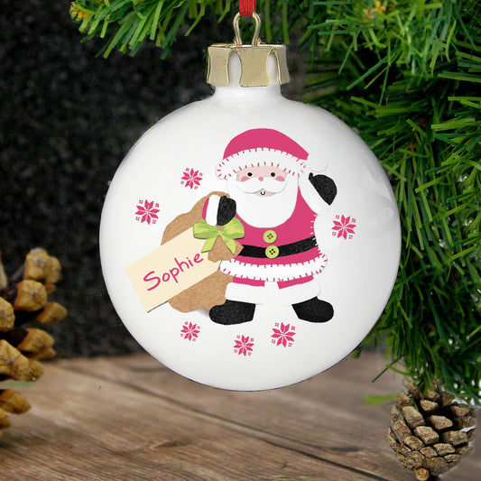 Personalised Felt Stitch Santa Bauble