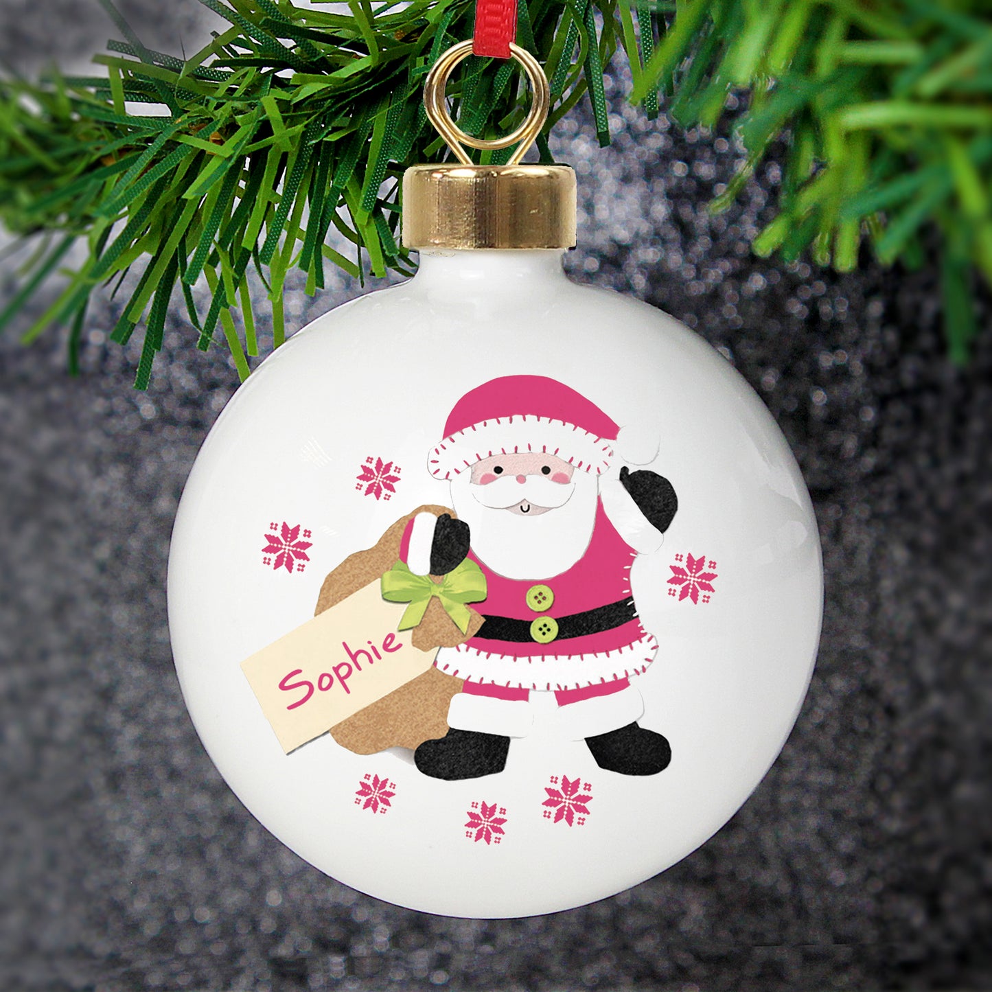 Personalised Felt Stitch Santa Bauble