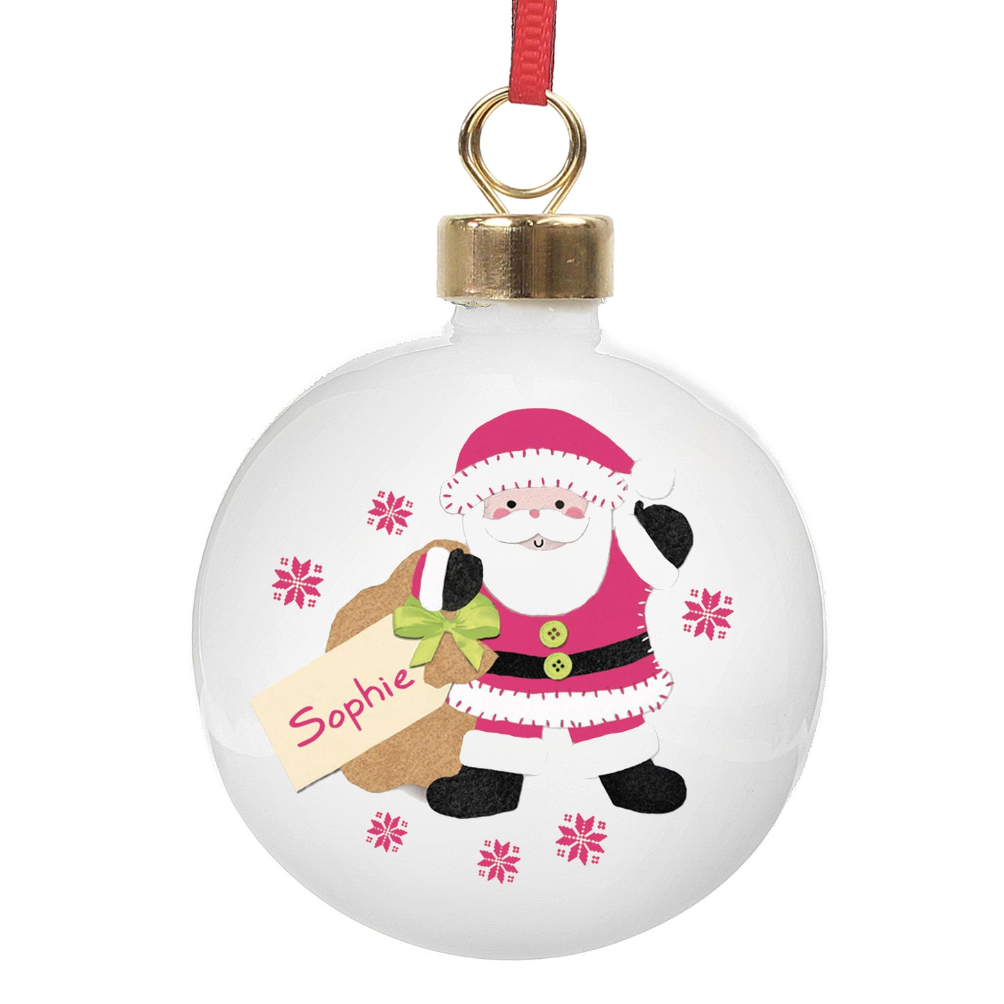 Personalised Felt Stitch Santa Bauble