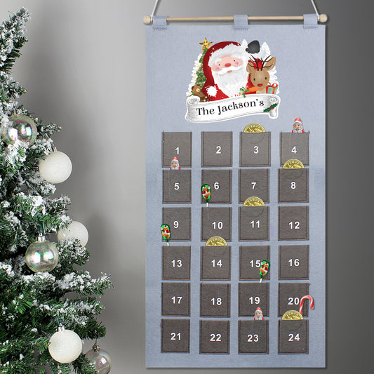 Personalised Santa Advent Calendar In Silver Grey