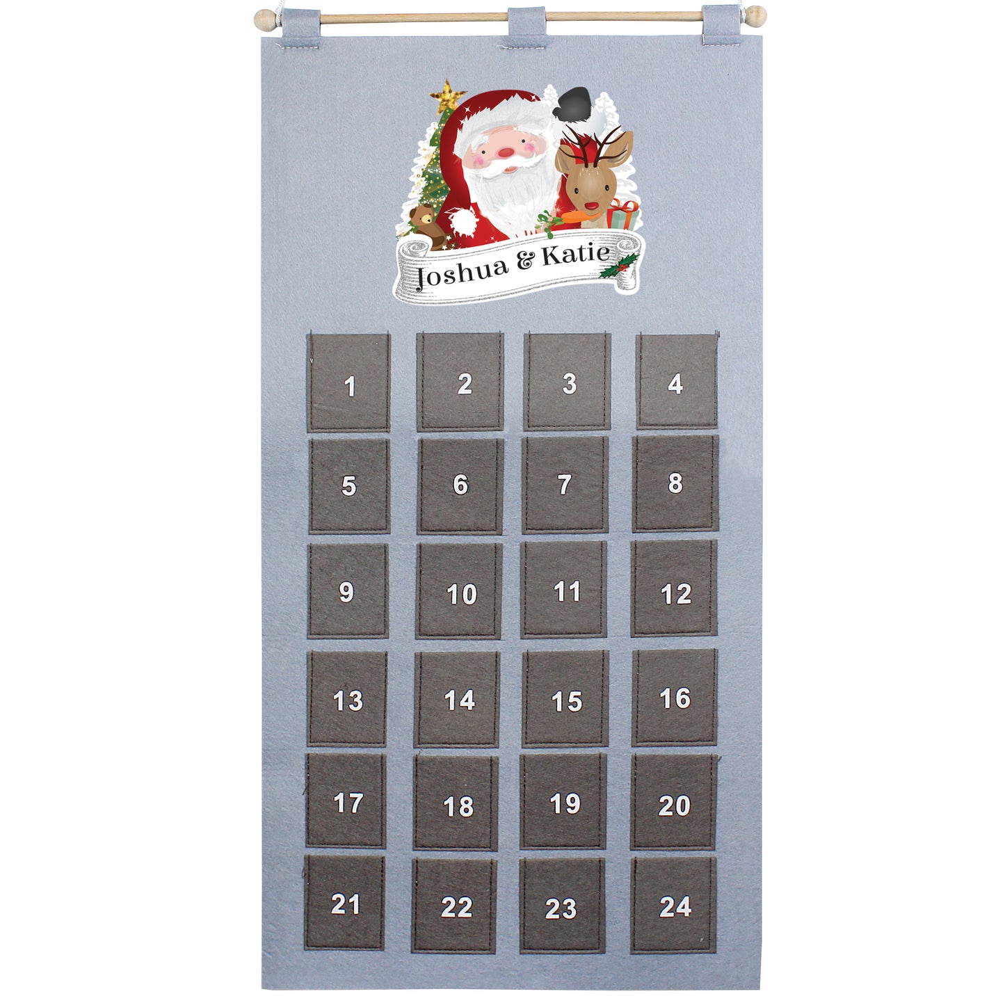 Personalised Santa Advent Calendar In Silver Grey