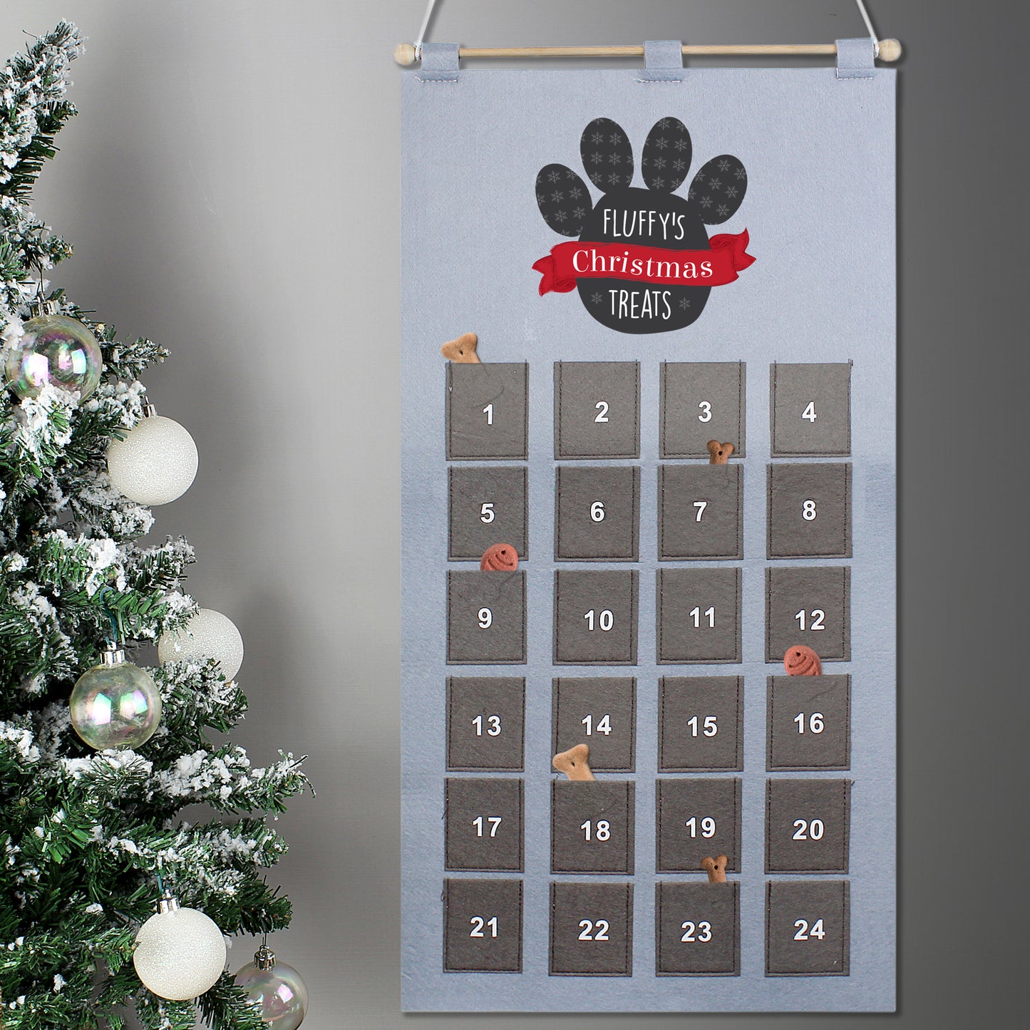 Personalised Pet Advent Calendar In Silver Grey