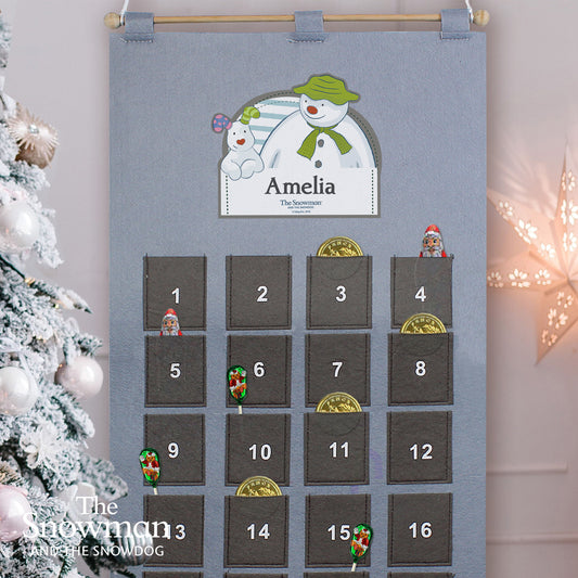 Personalised The Snowman Advent Calendar In Silver Grey