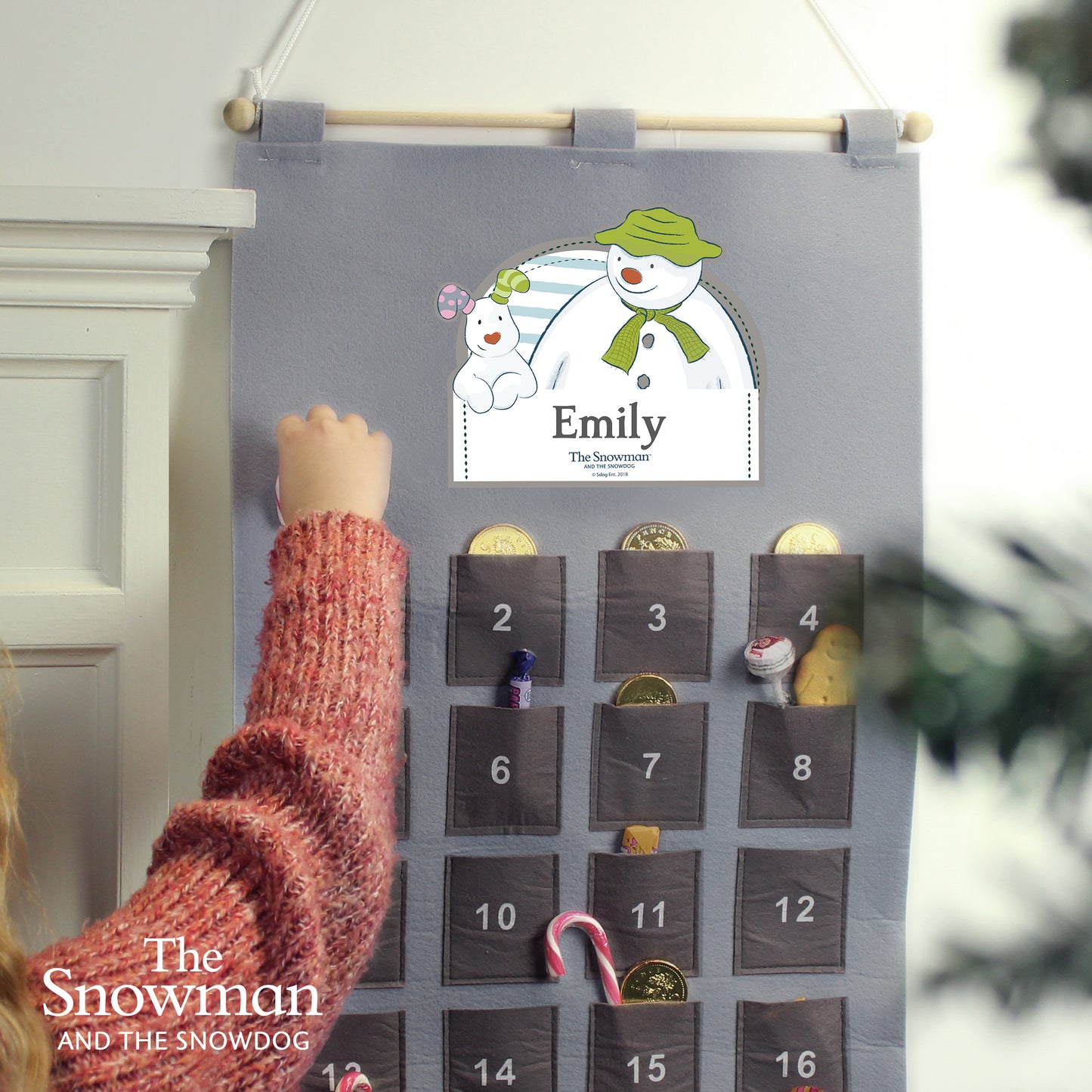 Personalised The Snowman Advent Calendar In Silver Grey