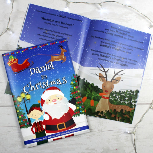 Personalised Boys "It's Christmas" Story Book, Featuring Santa and his Elf Jingles