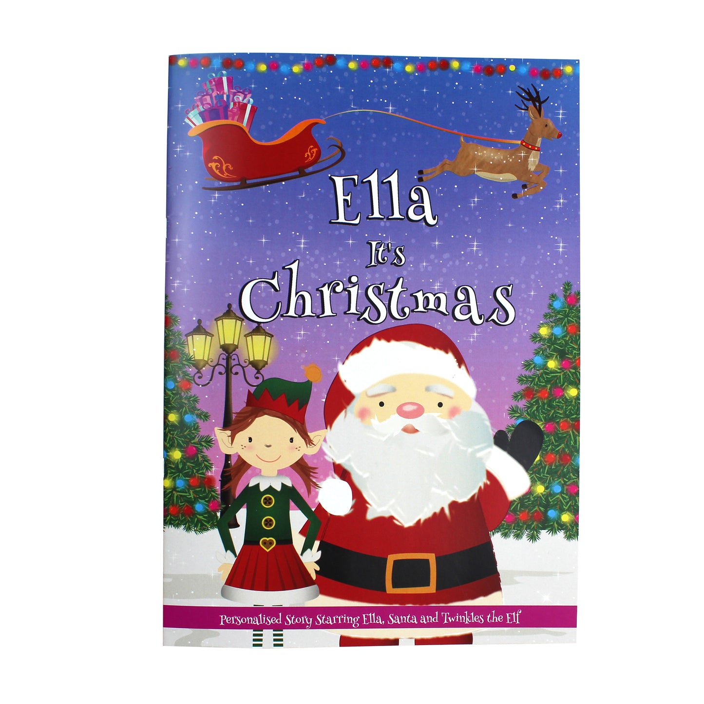 Personalised Girls "It's Christmas" Story Book, Featuring Santa and his Elf Twinkles