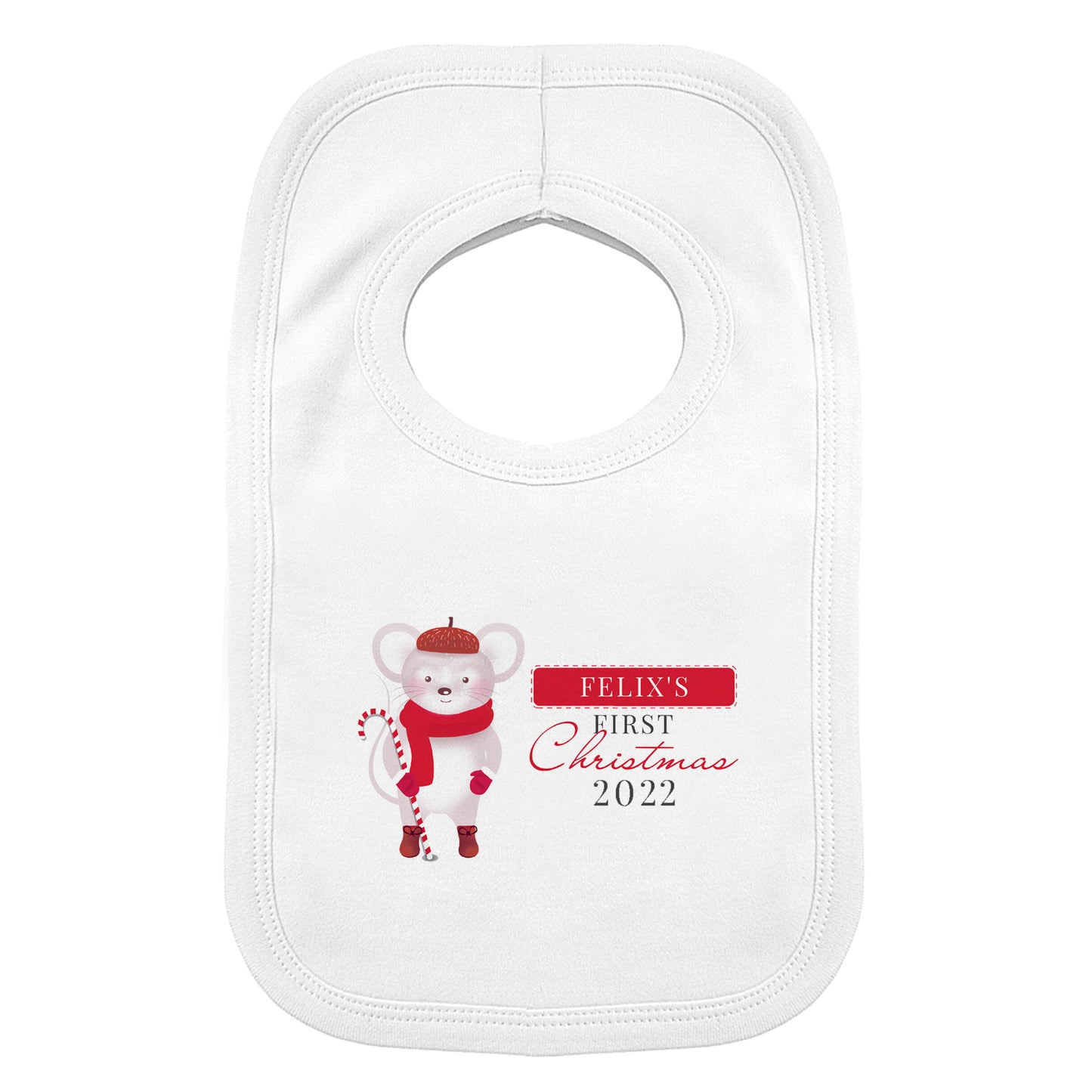 Personalised '1st Christmas' Mouse Bib