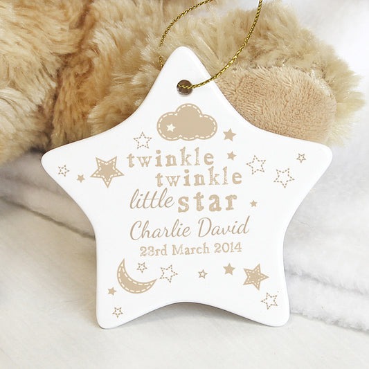 Personalised Twinkle Twinkle Ceramic Star Decoration