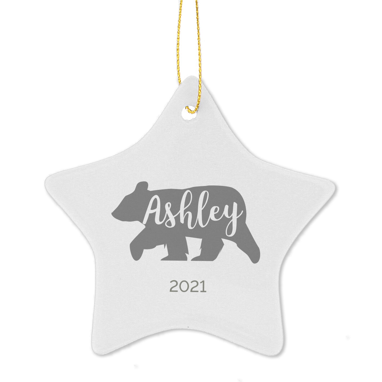 Personalised Polar Bear Ceramic Star Decoration