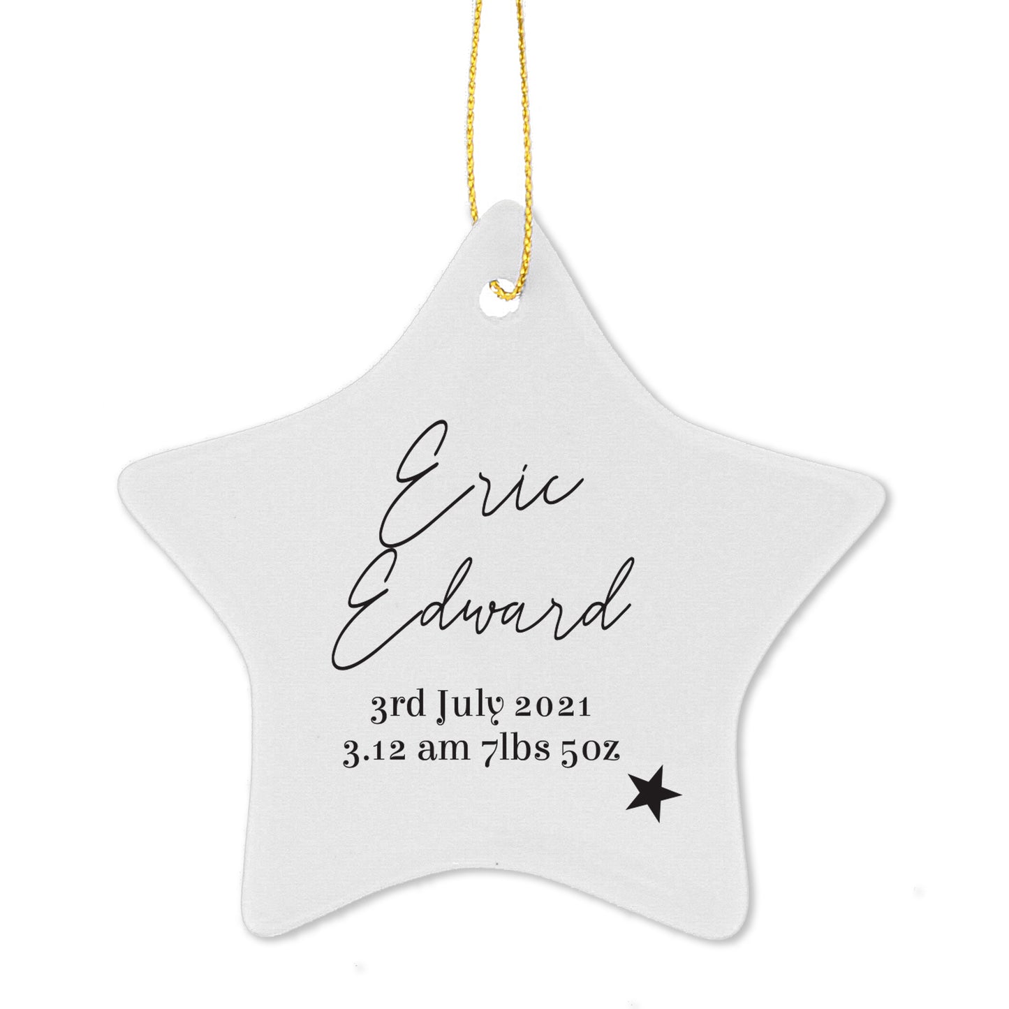 Personalised Free Text Ceramic Star Decoration