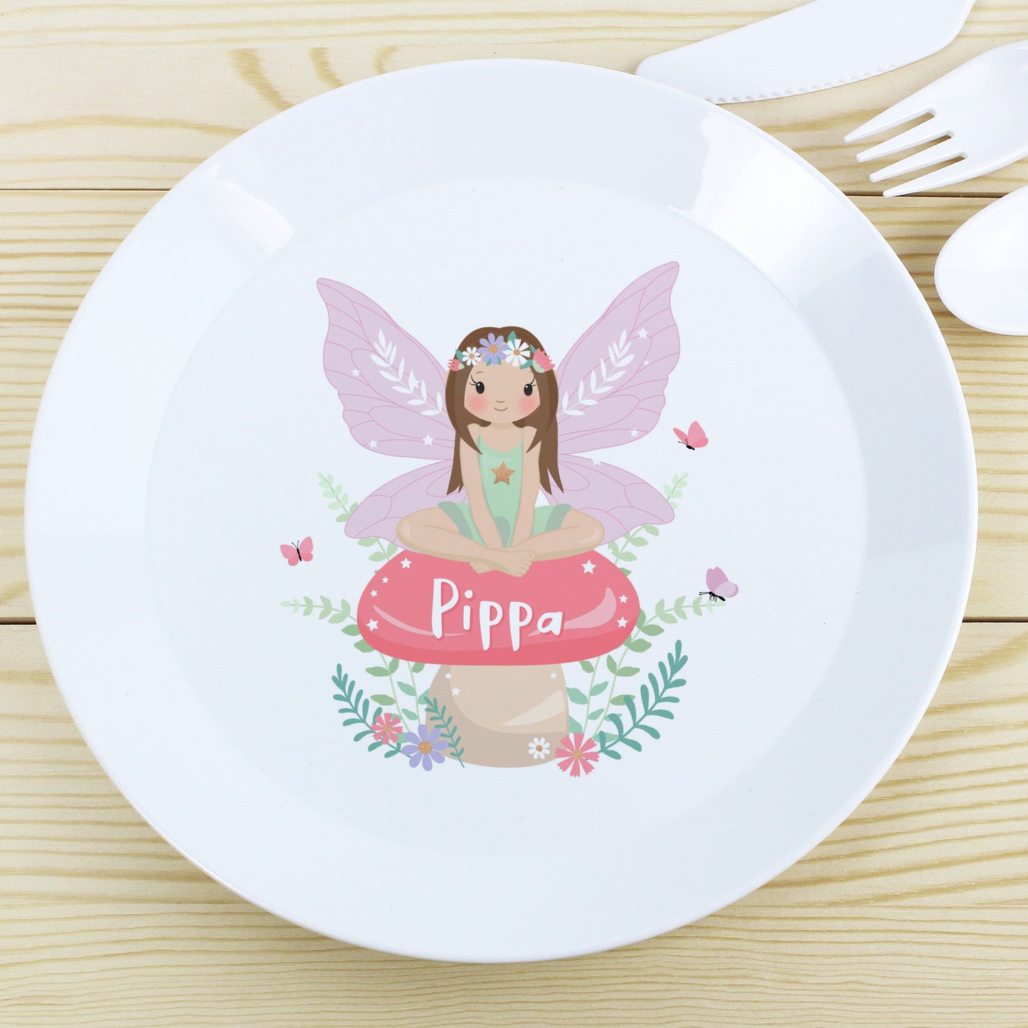 Personalised Toadstool Fairy Plastic Plate