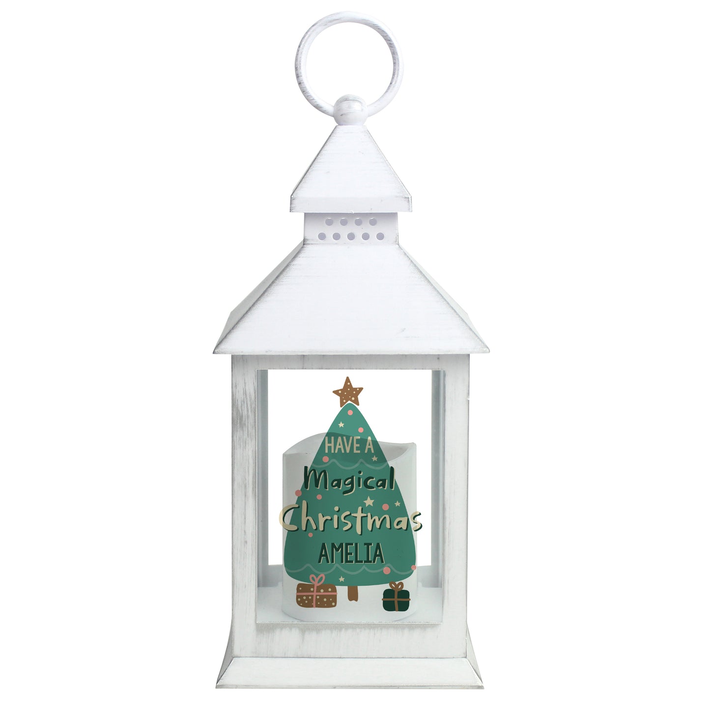 Personalised Have A Magical Christmas White Lantern