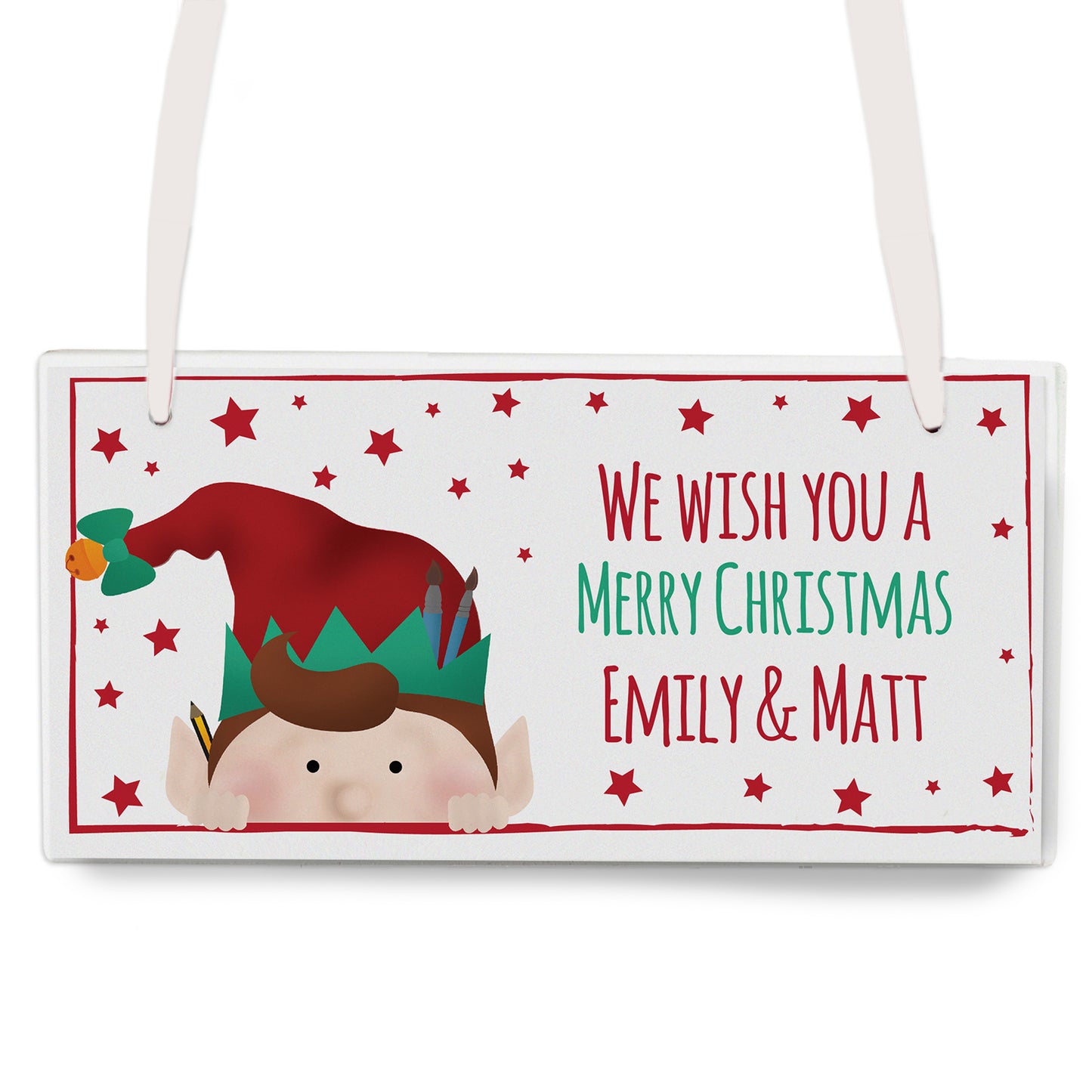 Personalised Christmas Elf Wooden Sign