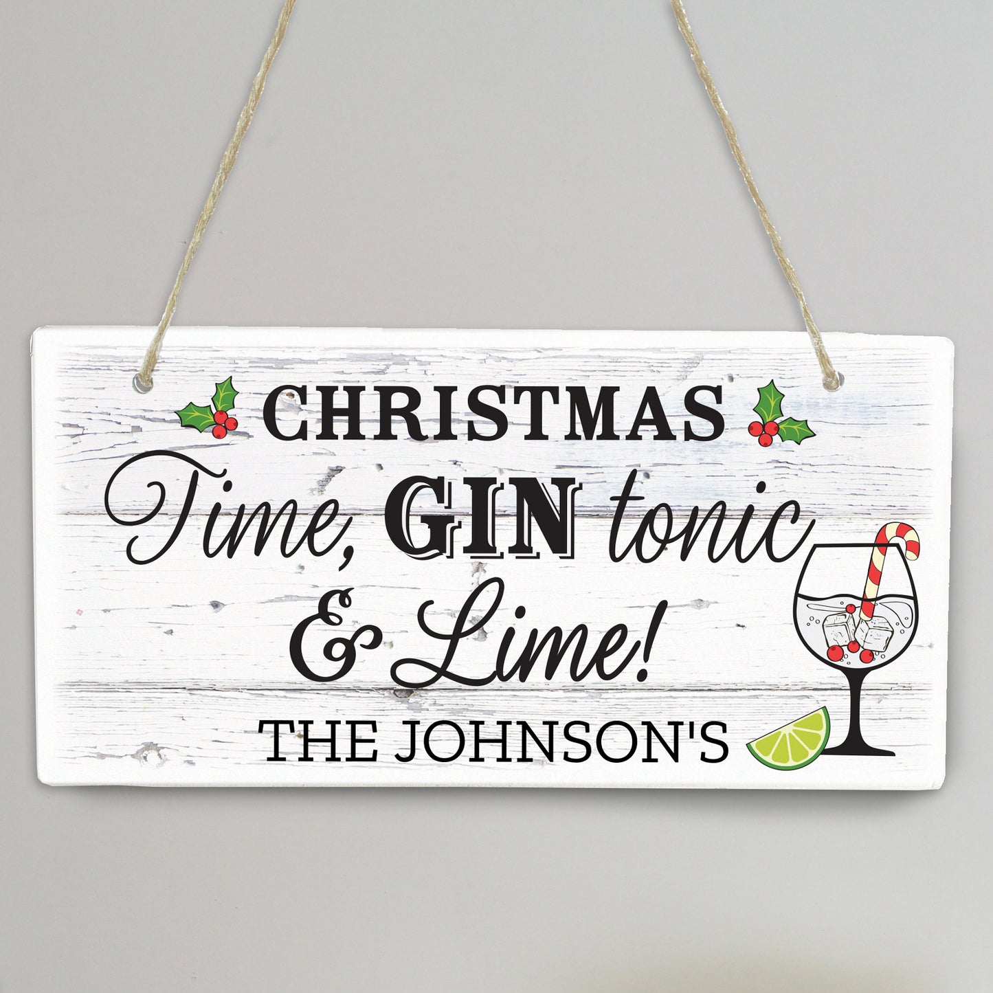 Personalised Christmas Gin Wooden Sign