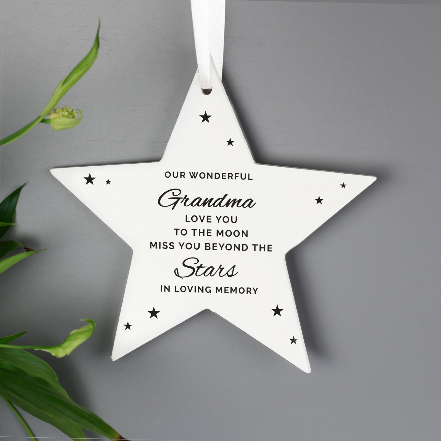 Personalised Miss You Beyond The Stars Wooden Star Decoration